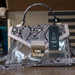 ALDO Pink Snakeskin Clear Stadium-Friendly Handbag